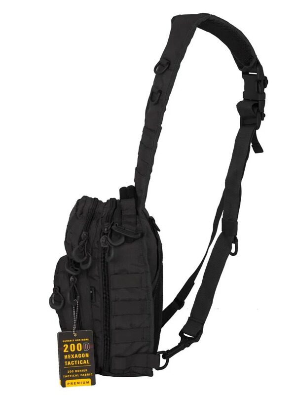 РЮКЗАК ТАКТИЧЕСКИЙ ОДНОЛЯМОЧНЫЙ GONGTEX ROVER SLING HEXAGON 0306 8Л. BLACK / ЧЁРНЫЙ