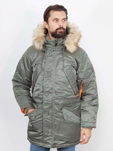 КУРТКА АЛЯСКА ПАРКА APOLLOGET EVEREST OLIVE / ORANGE // ОЛИВКОВЫЙ